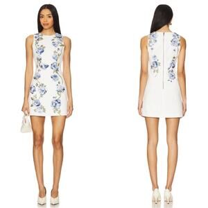 ALICE + OLIVIA Clyde Floral Embroidered and Beaded White Mini Dress Size 0
